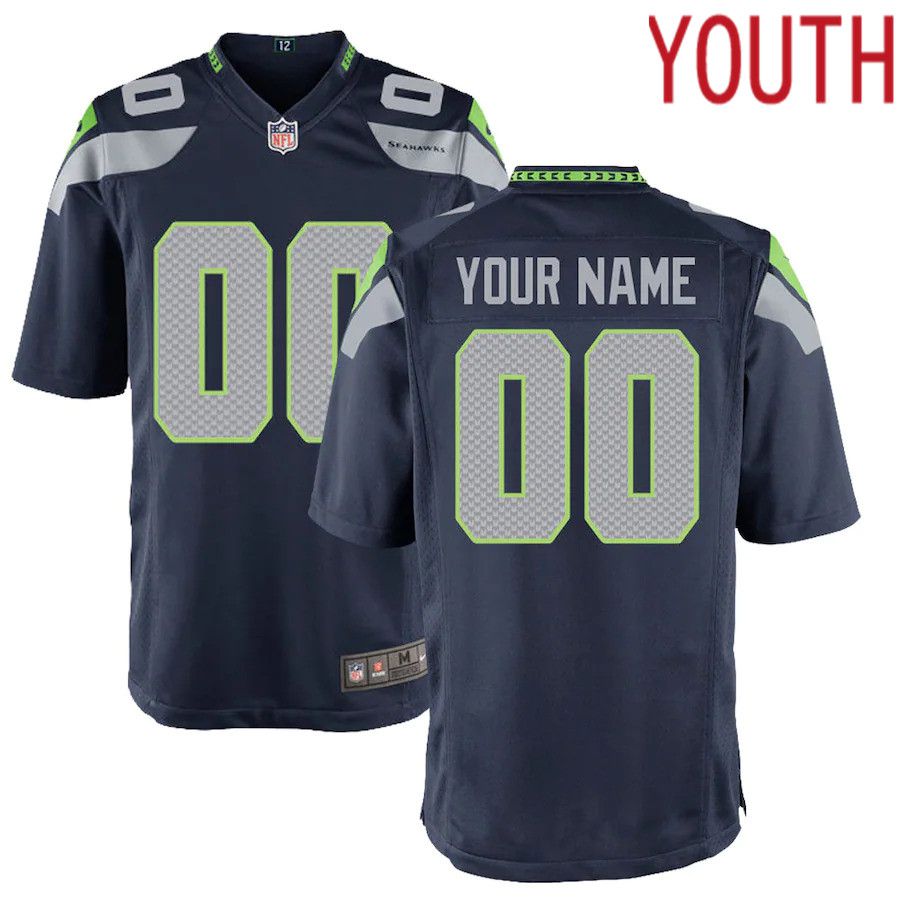 Youth Seattle Seahawks Nike College Navy Custom Game NFL Jersey->seattle seahawks->NFL Jersey